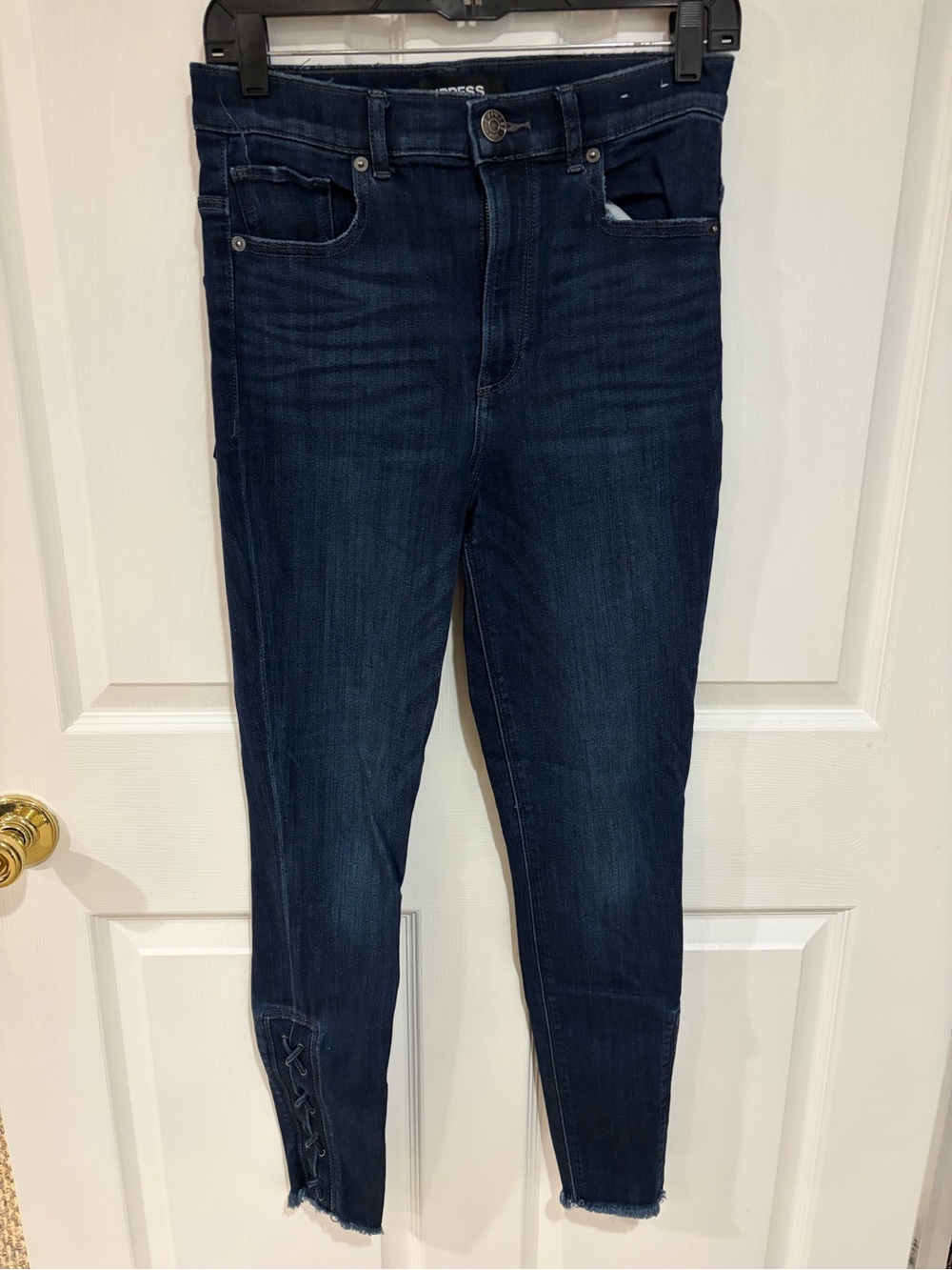 Express Women’s Dark Wash Ankle Skinny Jeans Super High Rise Size 6